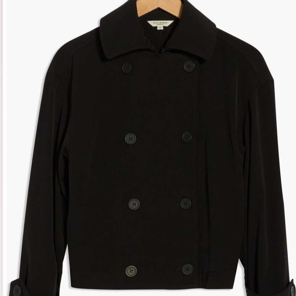 NWT Max Studio Double Breasted Jacket in Black Twill